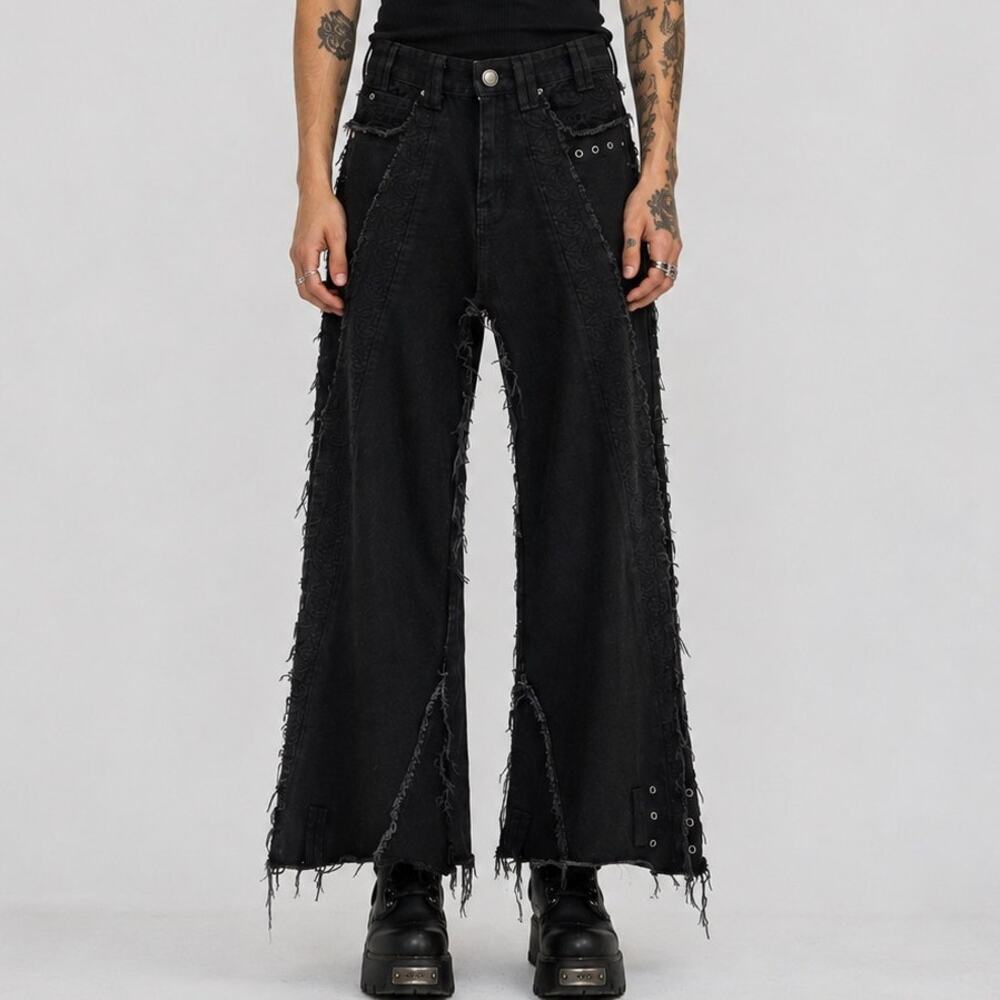 Corvidae X Ditch Jeans 28 x 28 Black Cybergoth Dystopian Streetwear Alt Matrix